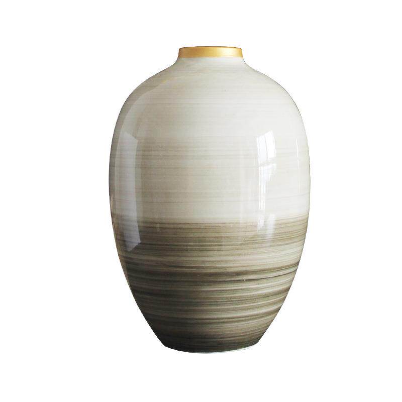 客厅陶瓷花瓶中式装饰品插花轻奢新古典手绘创意简约花器摆件高档