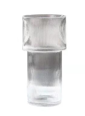 北欧创意简约透明玻璃花瓶水培插花客厅矮款宽口装饰摆件宫灯