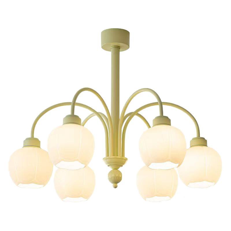 中古式法客厅卧室灯帽香草奶油系圆球吊灯轻奢北欧风房书衣95711