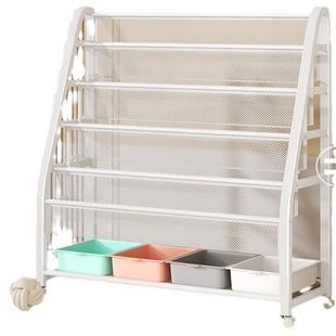 家用书架儿童书架图书收纳架与玩具收纳盒置物架落地简易宝宝书柜