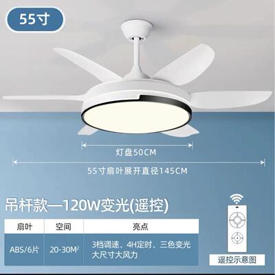 2024风扇灯吊扇灯家用一体吊灯客厅餐厅展厅六叶大尺寸变频电扇灯