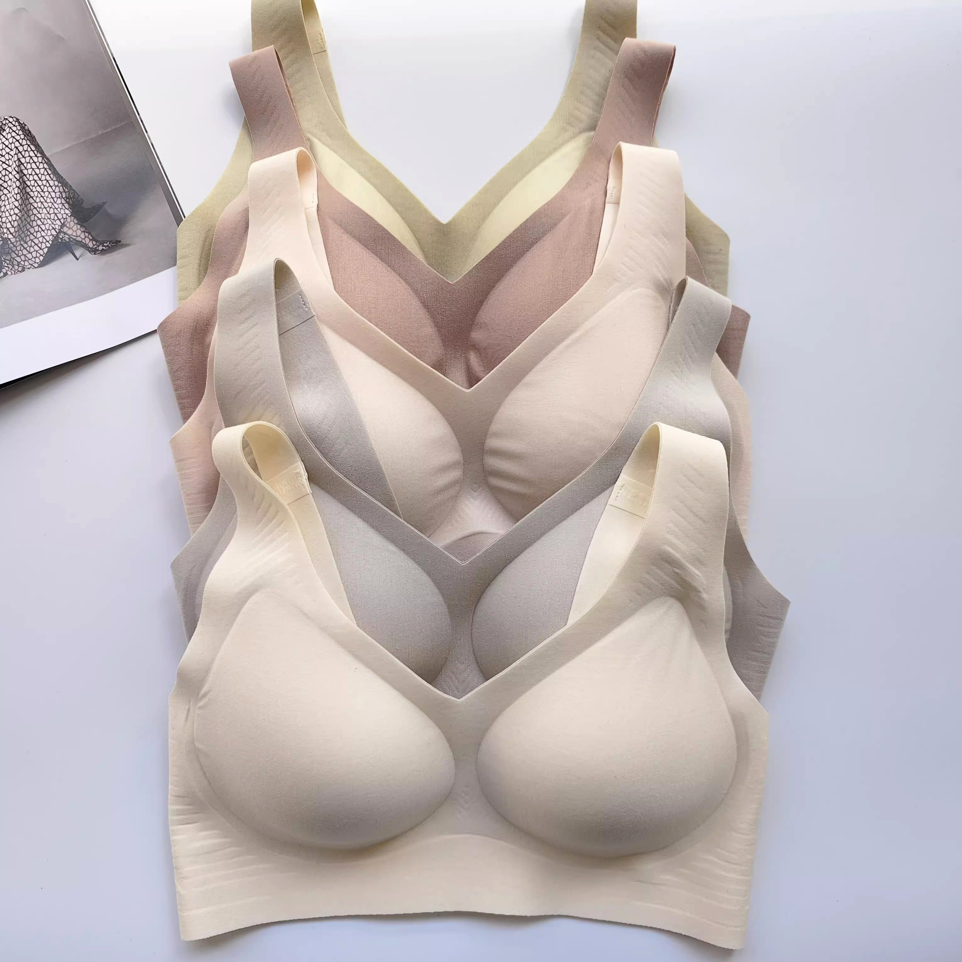 奥地利兰精莫代尔~无痕内衣大胸显小无钢圈收副乳防下垂美背文胸
