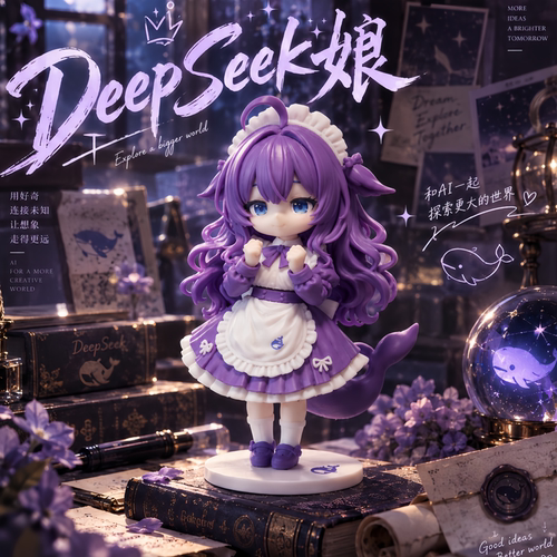DeepSeek娘大肥鱼Q版手办摆件