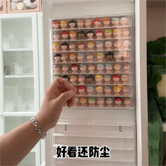 萌粒展示盒乌龟对对碰收纳挂墙式手办玩偶展示架防尘罩房间展示盒图片