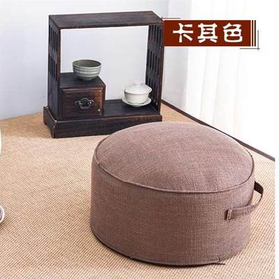 亚麻坐垫可拆洗榻榻米飘窗加厚蒲团坐垫地板坐墩茶道圆形布艺垫