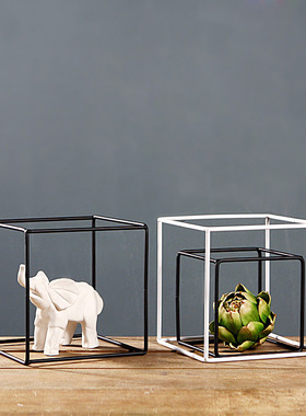 几何艺术铁艺创意书架新装饰现代简约家居书房摆件时尚个性新潮