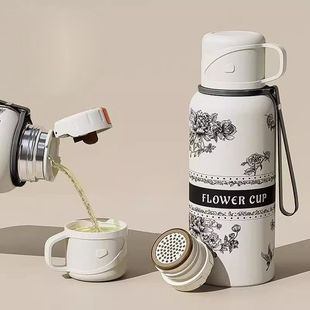 2025新款 栀子花女士保温杯颜值大容量便携简约出行水杯