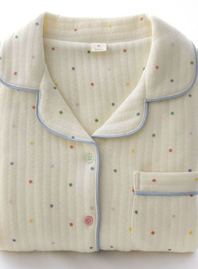 2024新款空气夹棉睡衣女秋冬季夹层日系ins可爱布丁狗长袖家居服