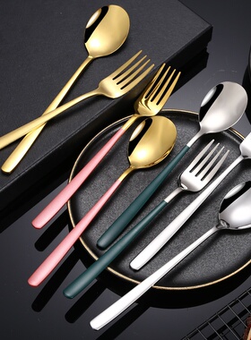 2026轻便韩式304不锈钢西餐刀叉勺套装餐具搅拌甜品勺厨房神器