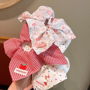 2025新款碎花格纹发圈头绳发饰女童发圈蝴蝶结发花布艺头花大肠圈
