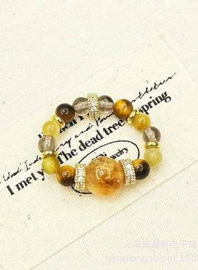 2025新款时尚百搭黄水晶镶锆金虎眼石招财幸运饰品魅力晶莹