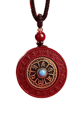 朱砂吊坠女款高纯度本命年项链创意六字真言护身符男士挂件钥匙扣