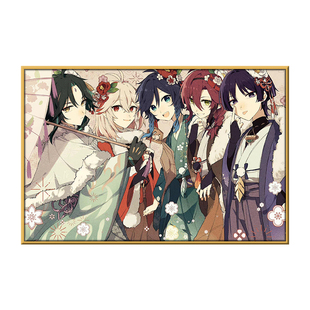 原神风系男e团diy数字油画温迪万叶散兵魈手绘填色手工礼物装饰画