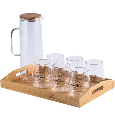 玻璃水壶套装家用客厅水杯柠檬水壶花茶杯冷O水壶耐热大容量泡茶