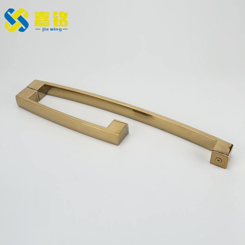 淋浴房拉手浴室玻璃移门拉v手推拉门把手加厚不锈钢金色L型拉手