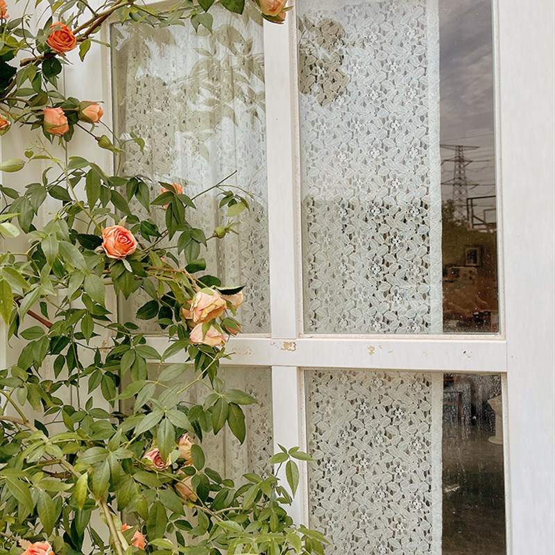 法式白色纱帘美式窗帘镂t空小窗帘民宿卧室遮挡帘半帘穿杆门帘刺