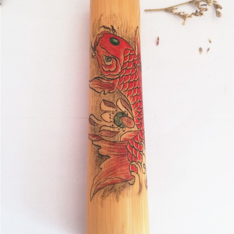 雕刻文玩玉竹异形k竹非烫画收藏摆件纹绣针刺彩雕微雕实心竹手把