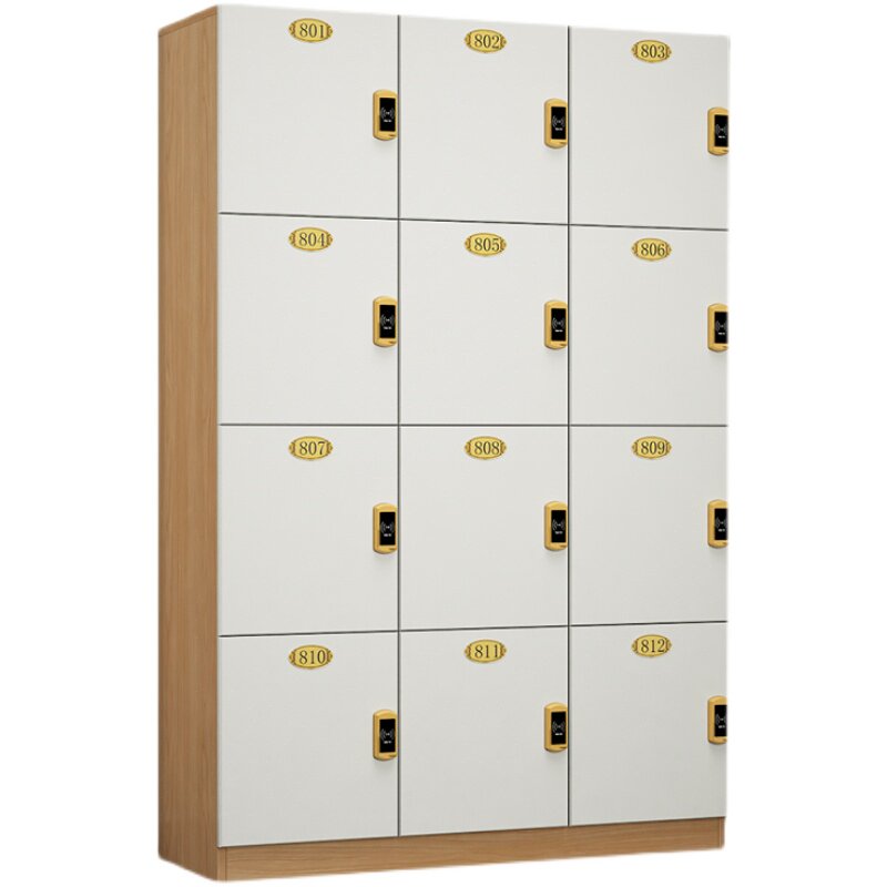 原木色更衣柜员工柜木质理发x店存包柜健身房瑜伽储物柜美发店带