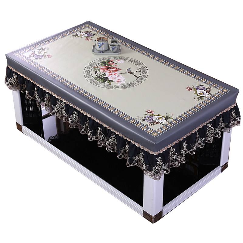 中式餐桌桌布轻奢高级感烤火桌防水皮罩长L方形电炉茶几桌布罩免,居家布艺,桌布,淘宝优惠券,粉丝福利购,淘宝优惠卷