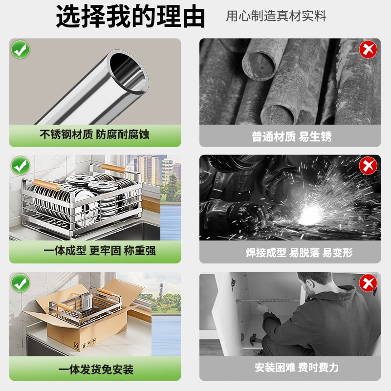 304不锈钢碗碟收纳架厨房置物架台F面水槽放碗盘子碗筷沥水篮碗架