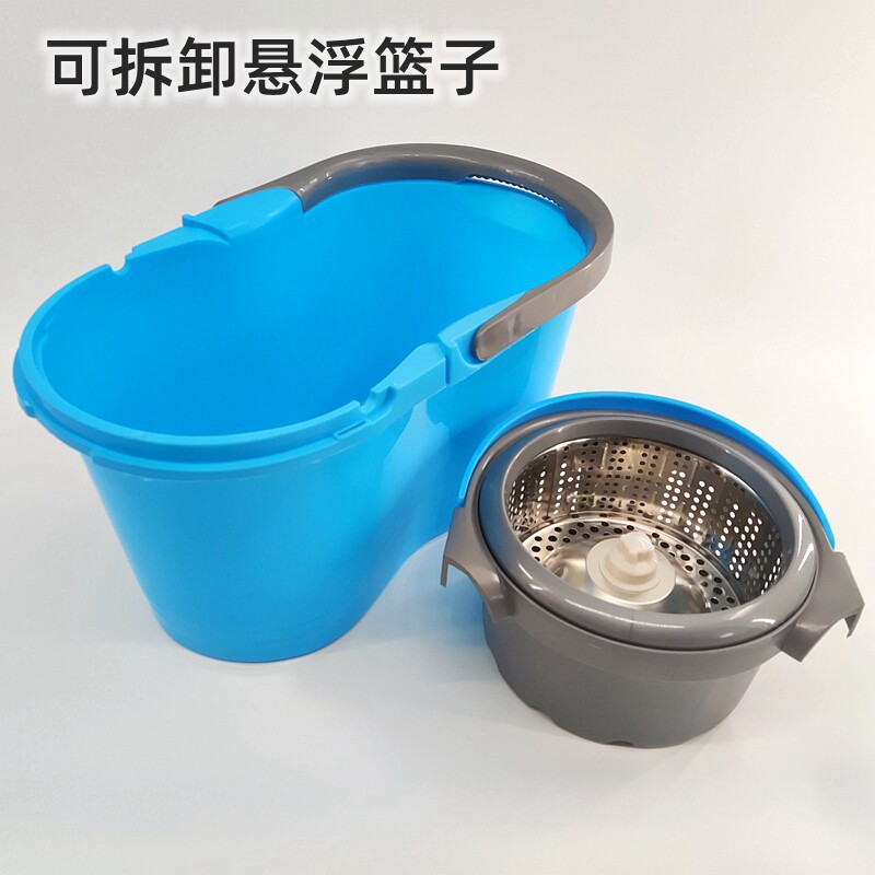 新款手压旋转拖把双驱动拖布桶可拆卸悬浮不锈钢篮加粗.杆家用包