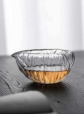 谦束玻璃公道杯家用n高档加厚分茶器大号荷舟简约茶海日式防烫公