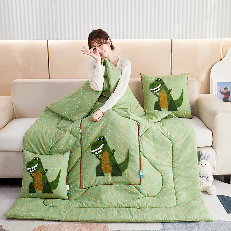 小恐龙抱枕被子两用沙发午睡w毯子C办公室空调被车载车用枕头被靠,居家布艺,抱枕被,淘宝优惠券,粉丝福利购,淘宝优惠卷