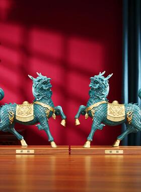 彩铜吉祥瑞兽麒麟摆件家居装饰品客厅玄关办公室工艺品摆件