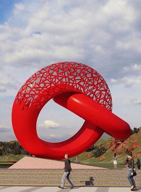 大型不锈钢雕塑定制金属镜面抽象摆件户N外校园广场园林景观