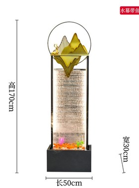 现代循环流水墙喷泉客厅办公室电视柜旁边招财P落地装饰水幕墙摆