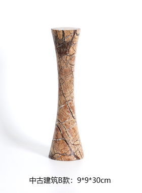 现代侘寂意式极简大理o石烛台组合摆件茶室书房桌面家居装饰品摆