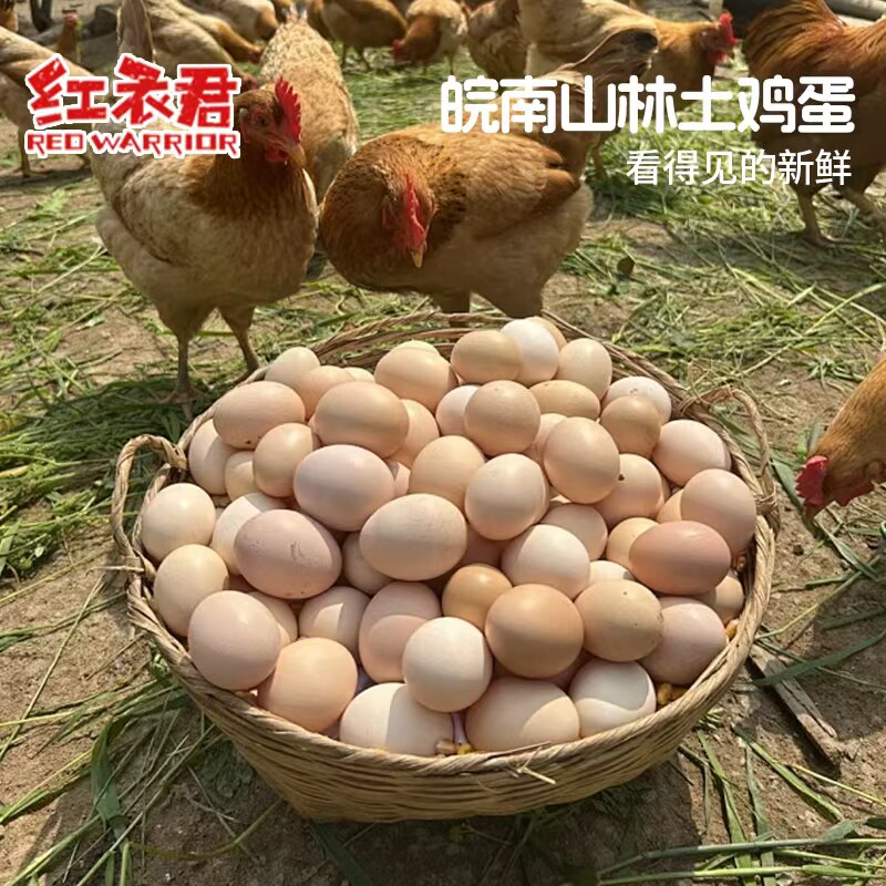 红衣君土鸡蛋20枚正宗皖南农家鲜柴鸡蛋草鸡蛋笨鸡蛋山林喂养鸡蛋