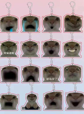 歪嘴奇葩小猫钥匙扣搞怪沙雕恶搞礼物搞笑挂饰生日小礼物书包挂件