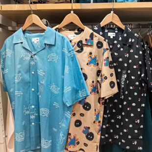 试衣间夏男女装吉卜力印花卡通短袖衬衫衬衣474151/474152/473565