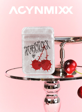 Acynmixx适用苹果Magsafe磁吸手机卡包原创设计邪恶樱桃趣味卡套