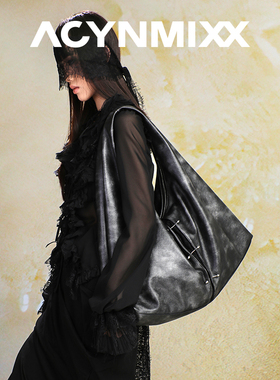 Acynmixx复古做旧擦色蕾丝包女2026新款大容量托特包单肩斜挎包