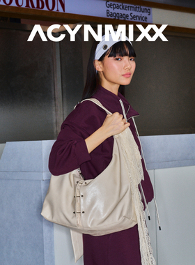 Acynmixx杏色蕾丝包大容量托特包女慵懒松弛感通勤软皮单肩斜跨包