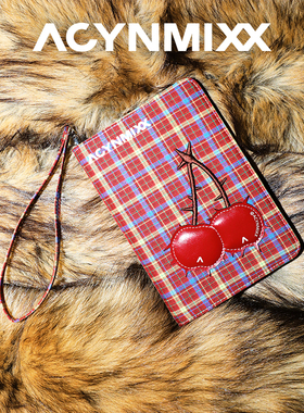 Acynmixx格纹樱桃护照包女新年礼物旅行银行卡证件收纳包防盗刷