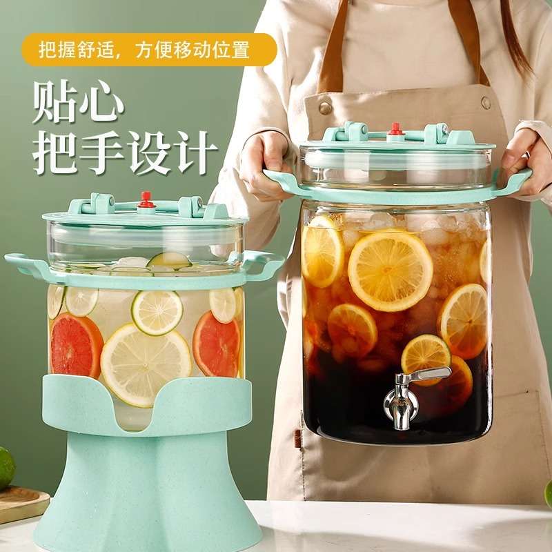 玻璃果汁桶自助饮料桶网红酒桶啤带龙头泡酒瓶水果茶桶可乐桶容器