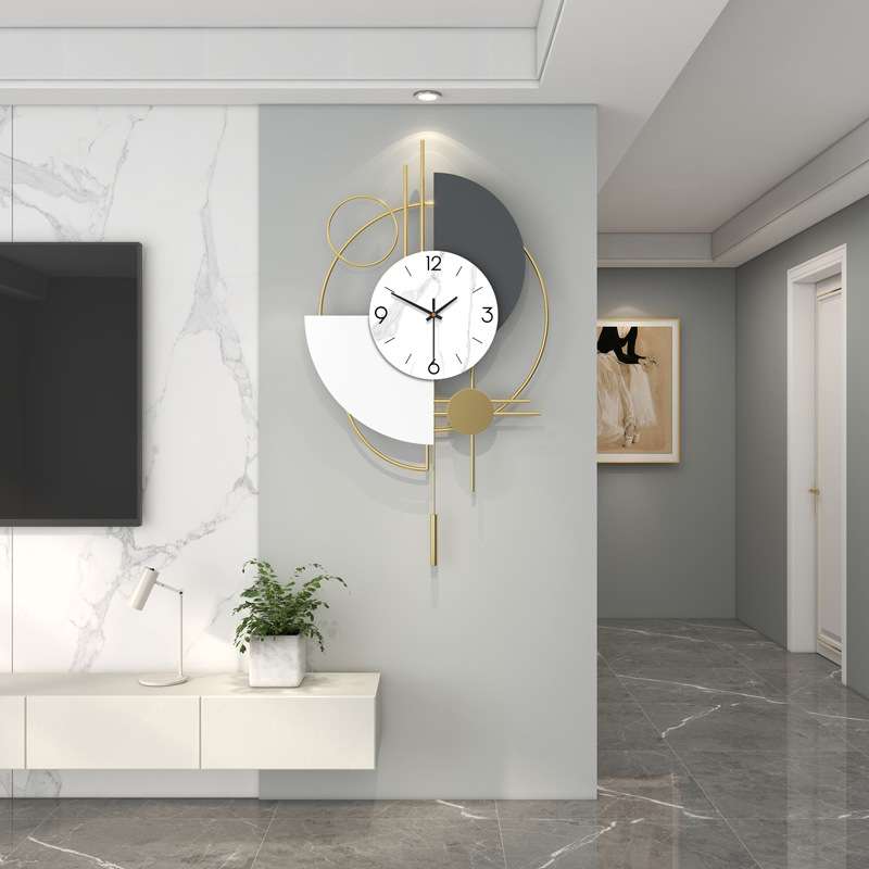 现代创意时钟挂墙家用客厅时尚玄关背景装饰挂钟简约轻奢钟表新款