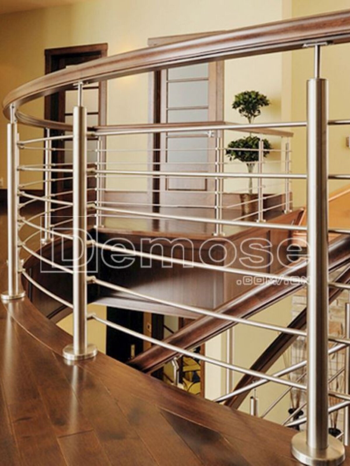 定制室内不锈钢栏杆 方管立柱弧形不锈钢防护栏 别墅曲面玻璃栏板