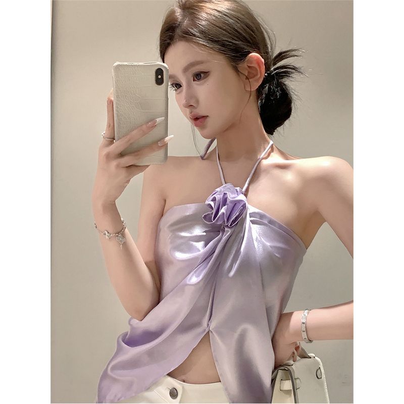 法式性感立体花朵挂脖吊
