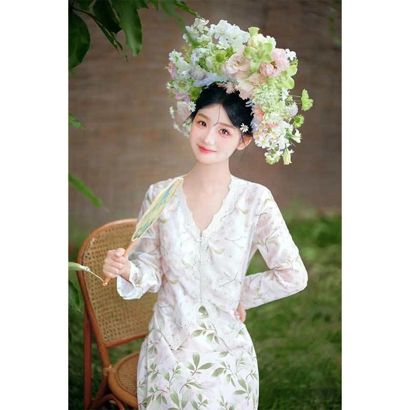 中式法式超仙甜美花边拼