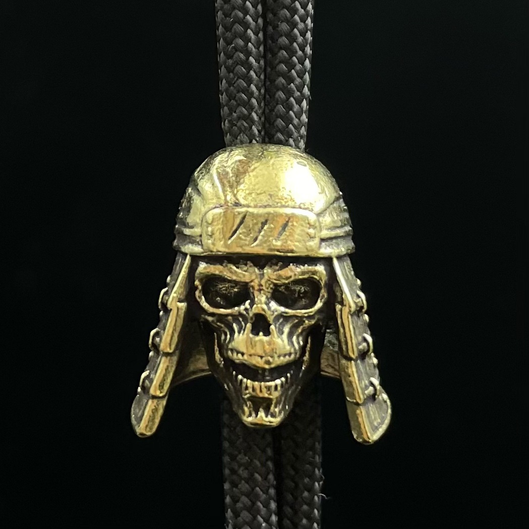 黄铜复古忍者海盗骷髅头刀坠EDC