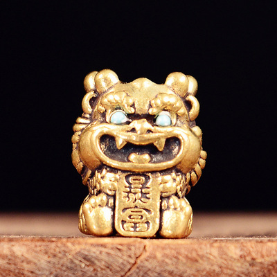 手工EDC暴富龙黄铜钥匙扣挂件