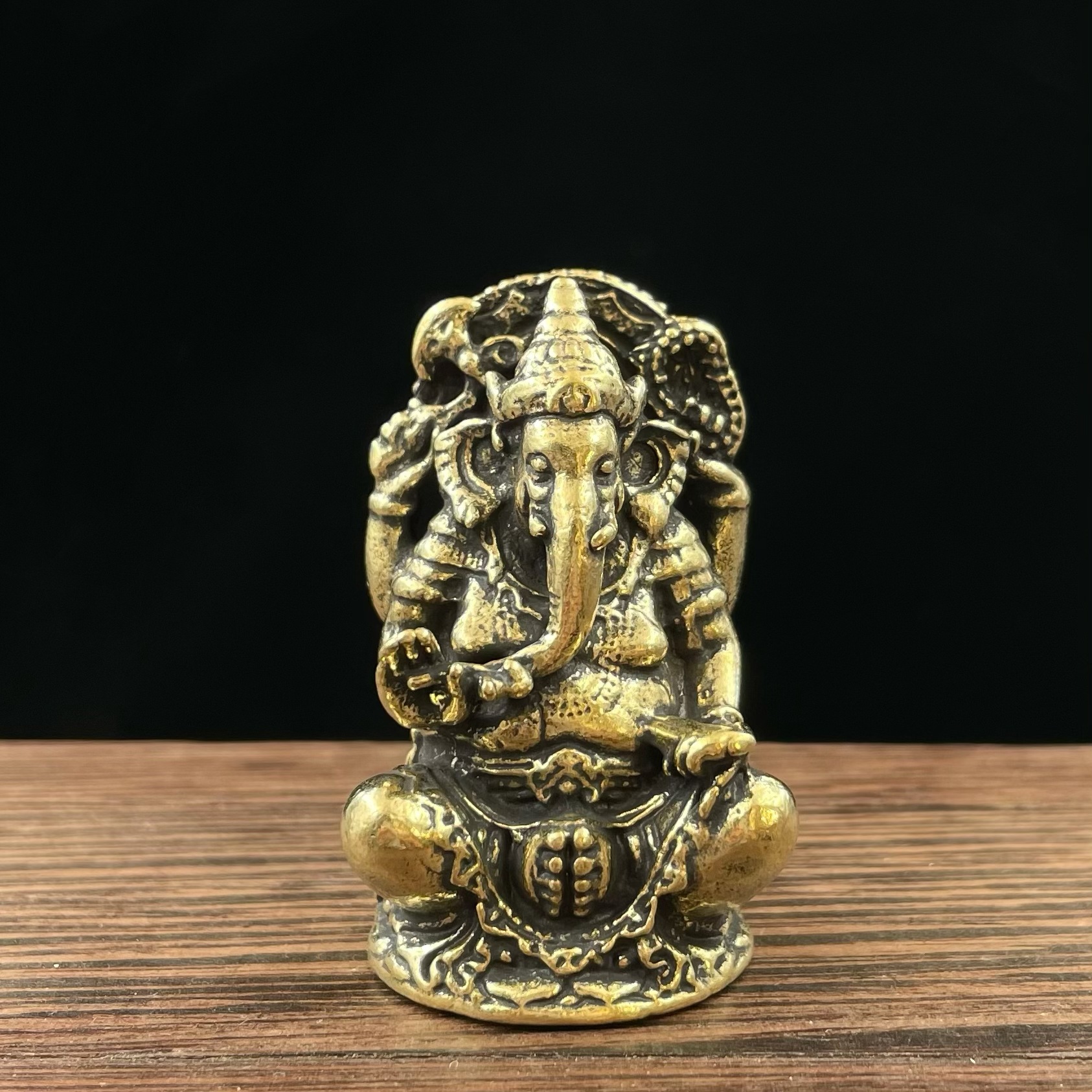 黄铜做旧泰国象神创意小摆件象鼻