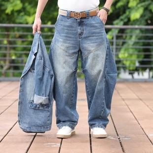 潮流做旧弯刀宽松阔腿水洗牛仔裤 2025 美式 同款 陈先生设计师
