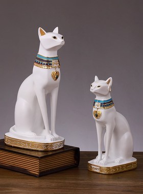 速发暗黑复古神秘埃及猫摆件客厅酒柜创意装饰品高级感小众树脂工