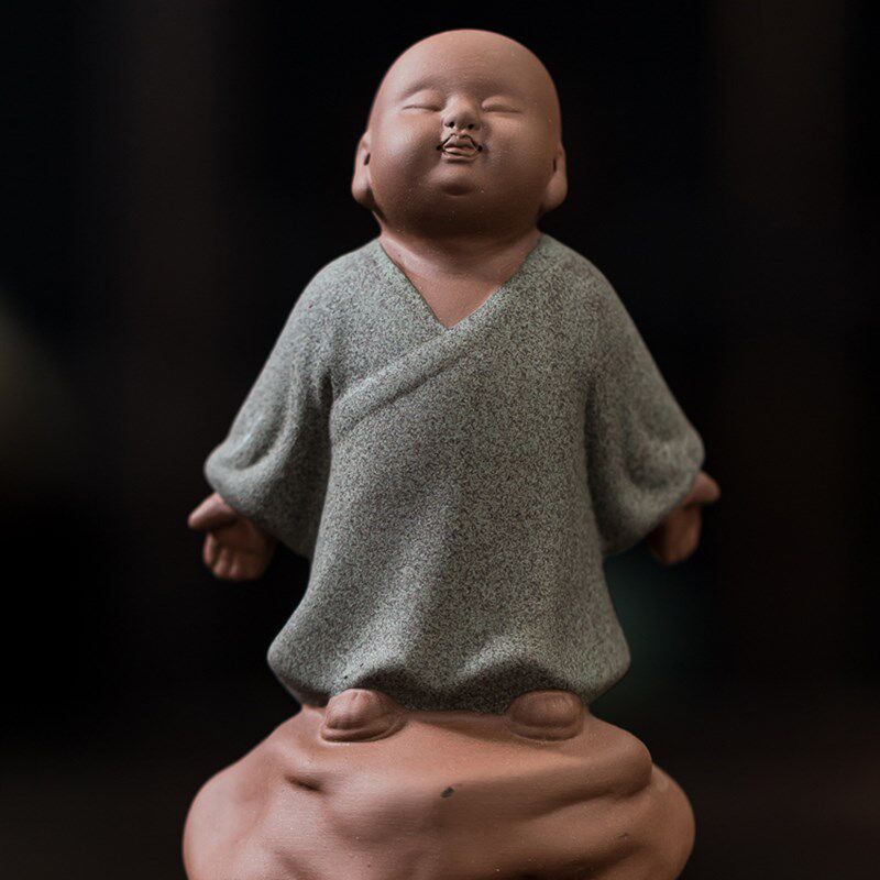 速发创意紫泥小和尚养茶茶盘茶具配件禅宗小新手茶室盆景装饰摆件