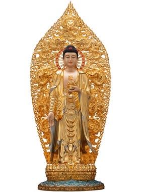 速发纯铜鎏金西方三圣观音家用供奉观音佛像阿弥陀佛象站像大势至